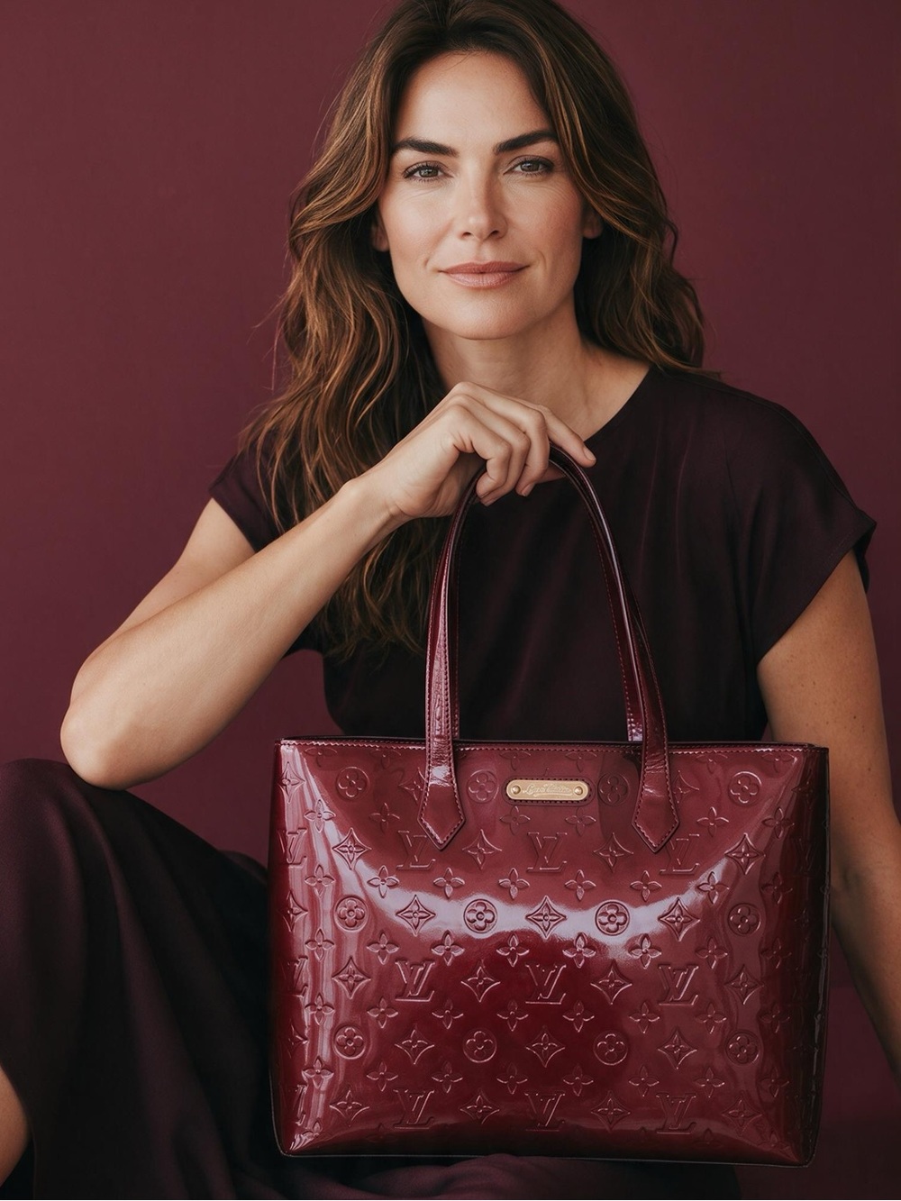 EUC Vintage Louis Vuitton Wilshire Tote, Monogram Vernis Leather in Amarante
